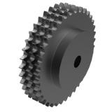 链号28B三排38齿B型台式欧标钢件预制孔链轮 28B-3B38