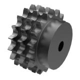 链号20A/100三排18齿B型台式美标预制孔钢件链轮 T100B18